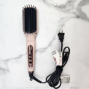 L'ange Ceramic Straightening Brush Blush Anti-Frizz Adjustable Heat ** WORKS **
